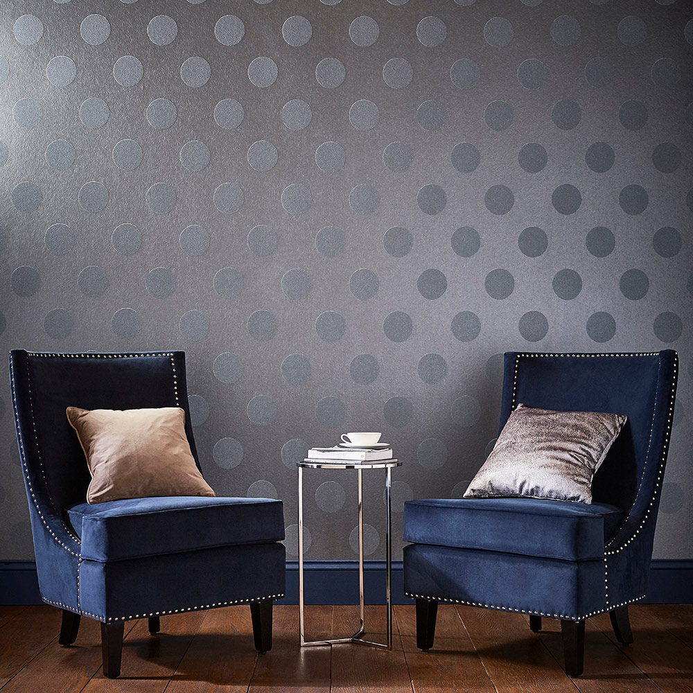 Polka Wallpaper 105168 By Graham Brown In Steel Bead Grey